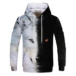 Wholesale Plus Size Unisex 3D Star Wolf Digital Printed Hooded Sweaters 3d Digital Printed Large Size Couples Sweaters