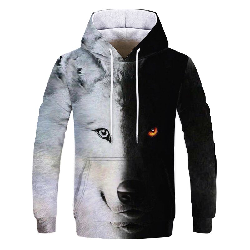 Wholesale Plus Size Unisex 3D Star Wolf Digital Printed Hooded Sweaters 3d Digital Printed Large Size Couples Sweaters