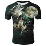 Hot Men Women Short Sleeve T-Shirt Casual 3D Creative Print Crewneck Graphic Tees Wolves Design T-shirt
