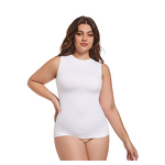 Women's Fashionable Compression Tank Top Casual Style O-Neck Collar Side Hemmed Knitted Fabric Plus-Size Breathable Vest