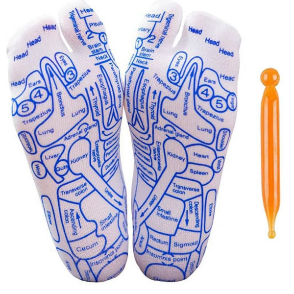 Breathable Letter Pattern Acupoint Toe Two-Toe Foot Therapy Massage Casual Crew Customizable Winter Gift Ideas Pack 10 Pairs