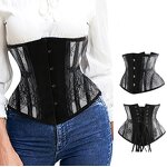 Hot Sale Fashion Wholesale Lace up Shapewear Underbust Black Waist Trainer 26 Steel Boned Clasped Corset