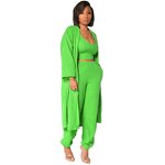 Women's Fuzzy 3 Piece Lounge Sets Sweatsuits Open Front Cardigan Crop Tank Tops Wide Legs Pants Outfits