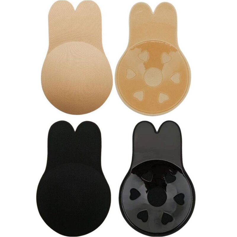 Women Push up Bra Sticky Adhesive Bunny Ear Breast Lift Breathable Silicone Nipple Cover Tape