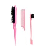 Hair Styling Comb Set Teasing Hair Brush Rat Tail Comb Edge Brush Back Brushing for Women