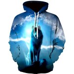 Wholesale Plus Size Unisex 3D Star Wolf Digital Printed Hooded Sweaters 3d Digital Printed Large Size Couples Sweaters