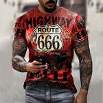 Custom Short Sleeve Rock Punk Pattern Fashion Casual Summer Male Oversized T Shirt 66 Letter 3d Printed T Shirts Dropshipping