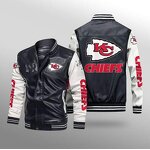 Nfl Vintage  Jacket Zipper Leather Jacket Men Winter Keep Warm Football Team Printed