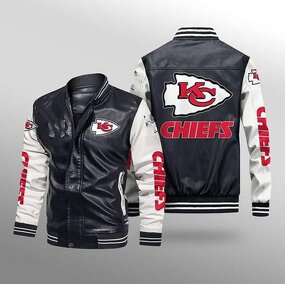 Nfl Vintage  Jacket Zipper Leather Jacket Men Winter Keep Warm Football Team Printed