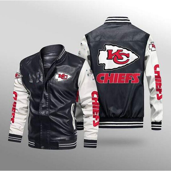 Nfl Vintage  Jacket Zipper Leather Jacket Men Winter Keep Warm Football Team Printed
