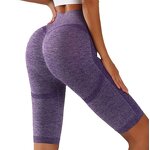 Women's XL High Waist Elastic Seamless Yoga Pants-Beautiful Peach Hip Fitness Sports Riding Breathable Sports Yoga Solid Pattern