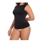 Women's Fashionable Compression Tank Top Casual Style O-Neck Collar Side Hemmed Knitted Fabric Plus-Size Breathable Vest