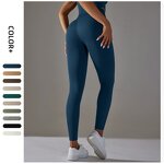 High Waisted Elasticity Sweat-Wicking Leggings No T-line in Stock Fitness Sports Pants Solid Pattern Made of Spandex/Nylon