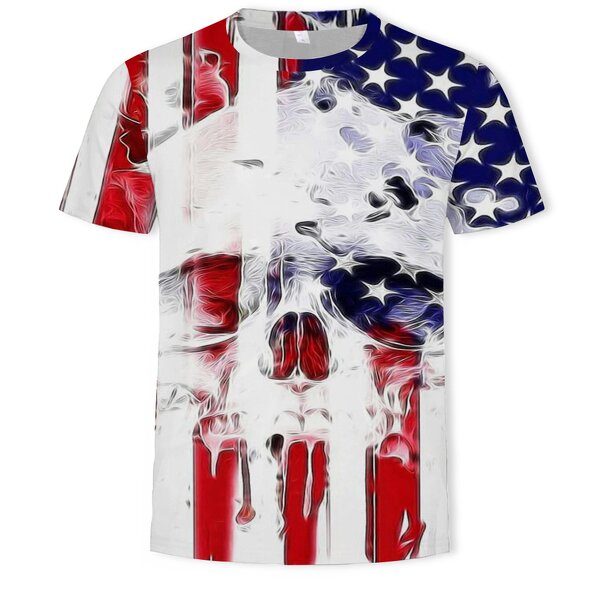 New Hot Men Summer 3d Printing T Shirt Street Fashion Models Love Fashion Skull T Shirt  Graphic Skull Short Sleeve Tees