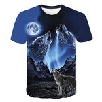 Hot Men Women Short Sleeve T-Shirt Casual 3D Creative Print Crewneck Graphic Tees Wolves Design T-shirt