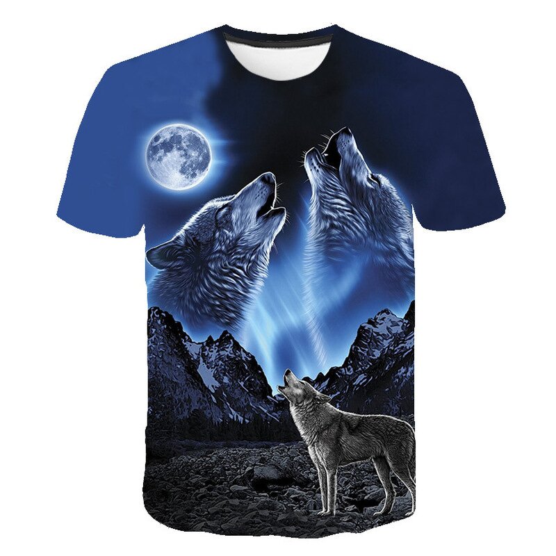 Hot Men Women Short Sleeve T-Shirt Casual 3D Creative Print Crewneck Graphic Tees Wolves Design T-shirt