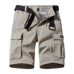 Wholesale Men's Casual Twill Elastic Cargo Shorts Below Knee Loose Fit Multi-Pocket Shorts