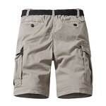Wholesale Men's Casual Twill Elastic Cargo Shorts Below Knee Loose Fit Multi-Pocket Shorts