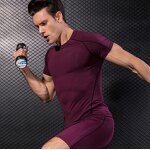 OEM Wholesale Slim Fit Men's Fitness Compression Shirt Custom Sport T-Shirt with Blank Design Knitted Fabric Plus Size Option