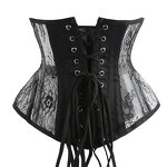 Hot Sale Fashion Wholesale Lace up Shapewear Underbust Black Waist Trainer 26 Steel Boned Clasped Corset