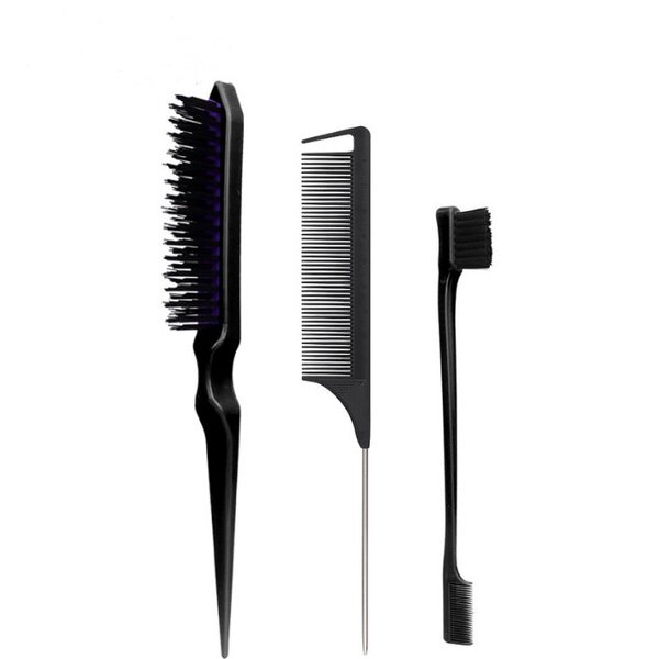 Hair Styling Comb Set Teasing Hair Brush Rat Tail Comb Edge Brush Back Brushing for Women