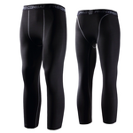 Custom Logo Men's Gym Running Compression Leggings High Waist Elastic Closure Spandex/Nylon Solid Pattern XL Size Gymwear Pants