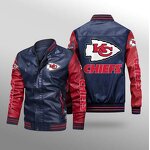 Nfl Vintage  Jacket Zipper Leather Jacket Men Winter Keep Warm Football Team Printed