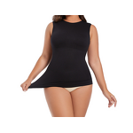 Women's Fashionable Compression Tank Top Casual Style O-Neck Collar Side Hemmed Knitted Fabric Plus-Size Breathable Vest