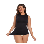 Women's Fashionable Compression Tank Top Casual Style O-Neck Collar Side Hemmed Knitted Fabric Plus-Size Breathable Vest