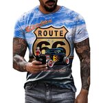 Drop Shipping Fashion Route 66 Printed Men Summer Short Sleeve Sublimation T Shirts Blank Casual 3d T Shirt