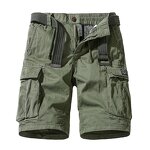 Wholesale Men's Casual Twill Elastic Cargo Shorts Below Knee Loose Fit Multi-Pocket Shorts