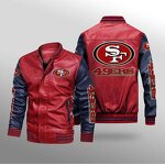 Good Quality Men Football Team Printed Nfl Vintage  Jacket Zipper Leather Jacket