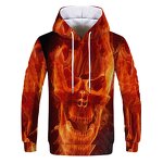 Wholesale Hoodies Men Skull 3D Graphic Print Sweatshirts Pullover Tops With Pocket
