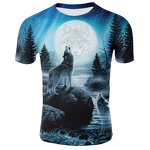 Hot Men Women Short Sleeve T-Shirt Casual 3D Creative Print Crewneck Graphic Tees Wolves Design T-shirt