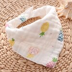 8 Layers 100% Organic Cotton Bandana Drool Bibs Soft and Absorbent Triangle for Boys & Girls Square Scarf & Handkerchiefs