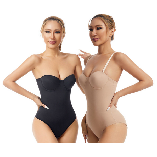 Women's Shapewear Bodysuit with Built-In 4 Steel Nylon Bra Silk Material Seamless and Breathable Design
