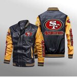 Good Quality Men Football Team Printed Nfl Vintage  Jacket Zipper Leather Jacket
