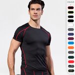 OEM Wholesale Slim Fit Men's Fitness Compression Shirt Custom Sport T-Shirt with Blank Design Knitted Fabric Plus Size Option