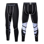 Custom Logo Men's Gym Running Compression Leggings High Waist Elastic Closure Spandex/Nylon Solid Pattern XL Size Gymwear Pants