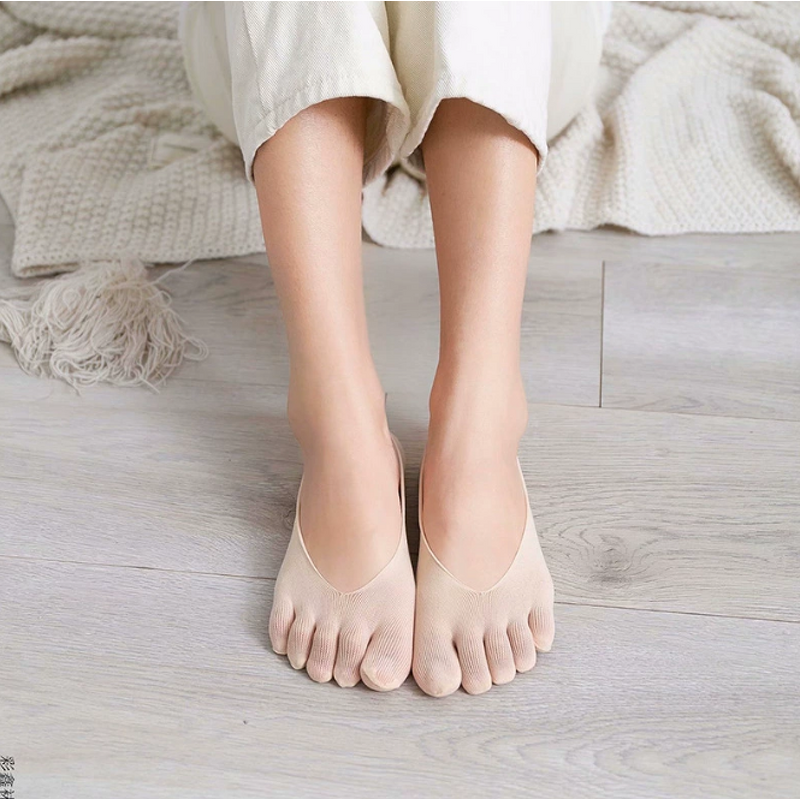 Wholesale Athletic Women's Five-Toe Seamless Injinji Socks Open Toe Design Customizable Knitted Cuff for Spring Minimum 3 Pairs