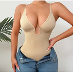 Women's T-Shaped Bodysuit Hot Selling Deep V-Neck Jumpsuit Wholesale Silk One Piece Shapewear Everyday Style Firm Size 3XL