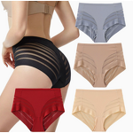 Women's High Waist Sexy Transparent Thongs XL Size Polyamide Mesh Strips Panties Low-Rise Thin Everyday Solid Knitted Plain Dyed