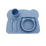 Baby Feeding Set Manufacturer - Cute Bear Shape Suction Plate Straw Cup Set