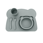 Baby Feeding Set Manufacturer - Cute Bear Shape Suction Plate Straw Cup Set