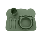 Baby Feeding Set Manufacturer - Cute Bear Shape Suction Plate Straw Cup Set