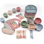 Baby Plate Set Manufacturer - Silicone Feeding Set with Bib and Utensils