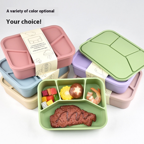 Silicone Bento Box Manufacturer - 4 Compartments Leakproof Lunch Container