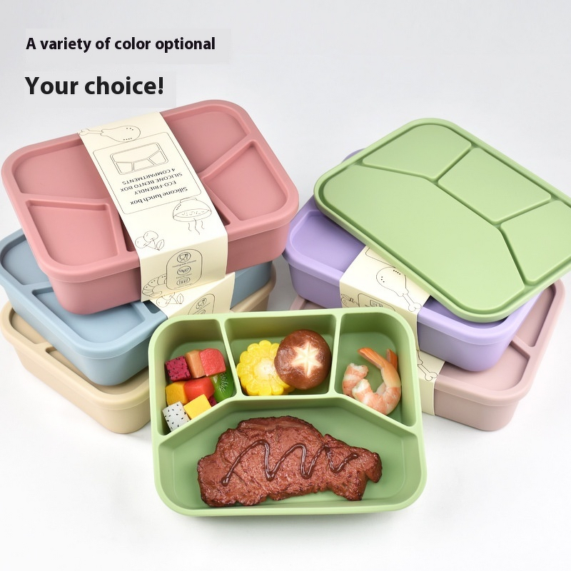 Silicone Bento Box Manufacturer - 4 Compartments Leakproof Lunch Container