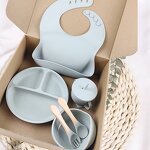 Baby Plate Set Manufacturer - Silicone Feeding Set with Bib and Utensils