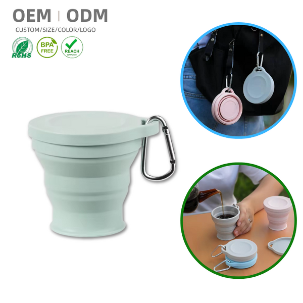 Travel Coffee Mug Manufacturer - OEM Silicone Foldable Cup with Carabiner